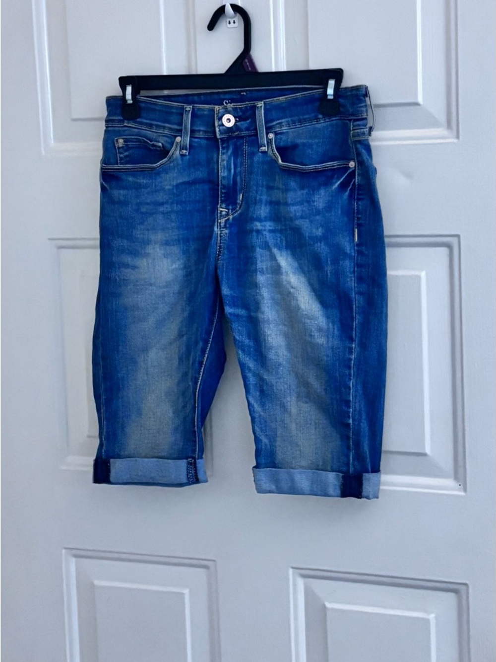 Signature by Levi Strauss Medium Blue Rolled Cuff Denim Shorts